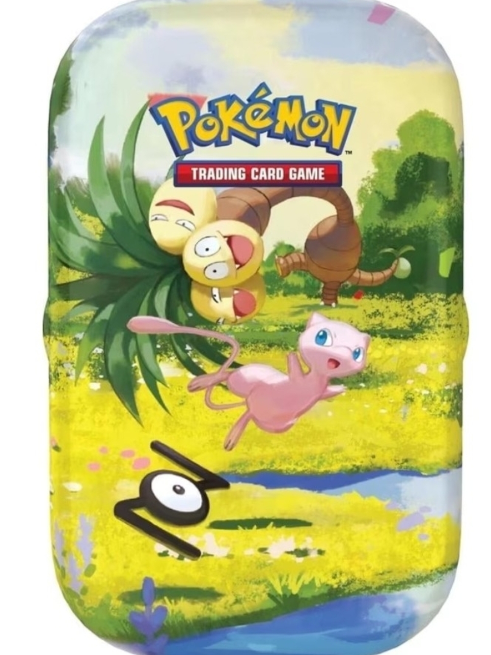 Pokemon Yellow & Pink Character Tin featuring Mew and Exeggcute